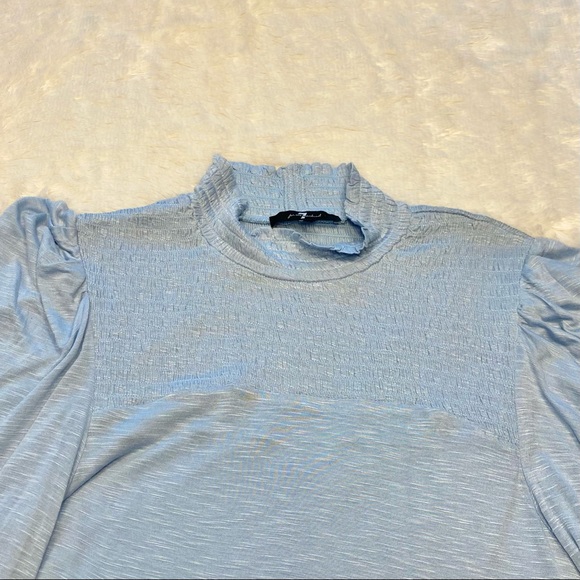 NEW 7 For All Mankind 7FAM Mock Neck Smocked long Sleeve Top - Picture 4 of 7